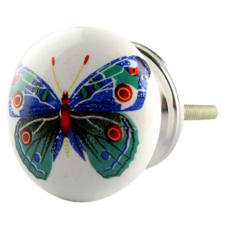 Multicolor Butterfly Ceramic Flat Cabinet Knob Online